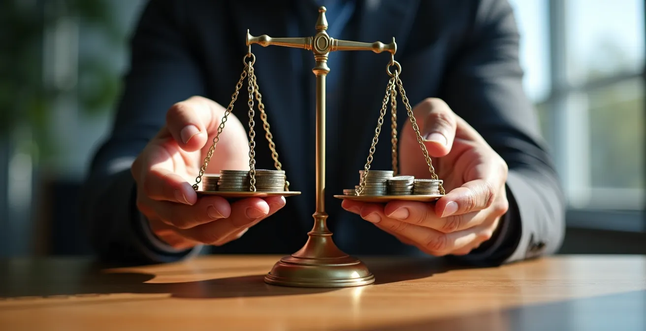 Balance symbolique en équilibre représentant les deux types de financement