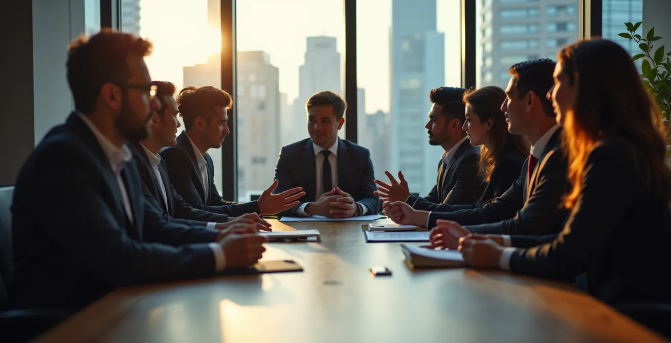 Salle de conseil avec représentants d'investisseurs publics et privés à Montréal