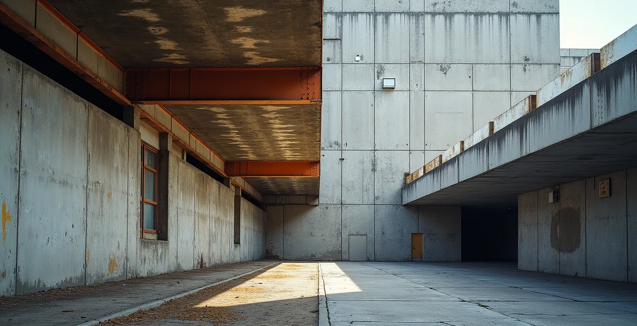 Contraste entre infrastructure vétuste et rénovée à Montréal montrant le défi de modernisation