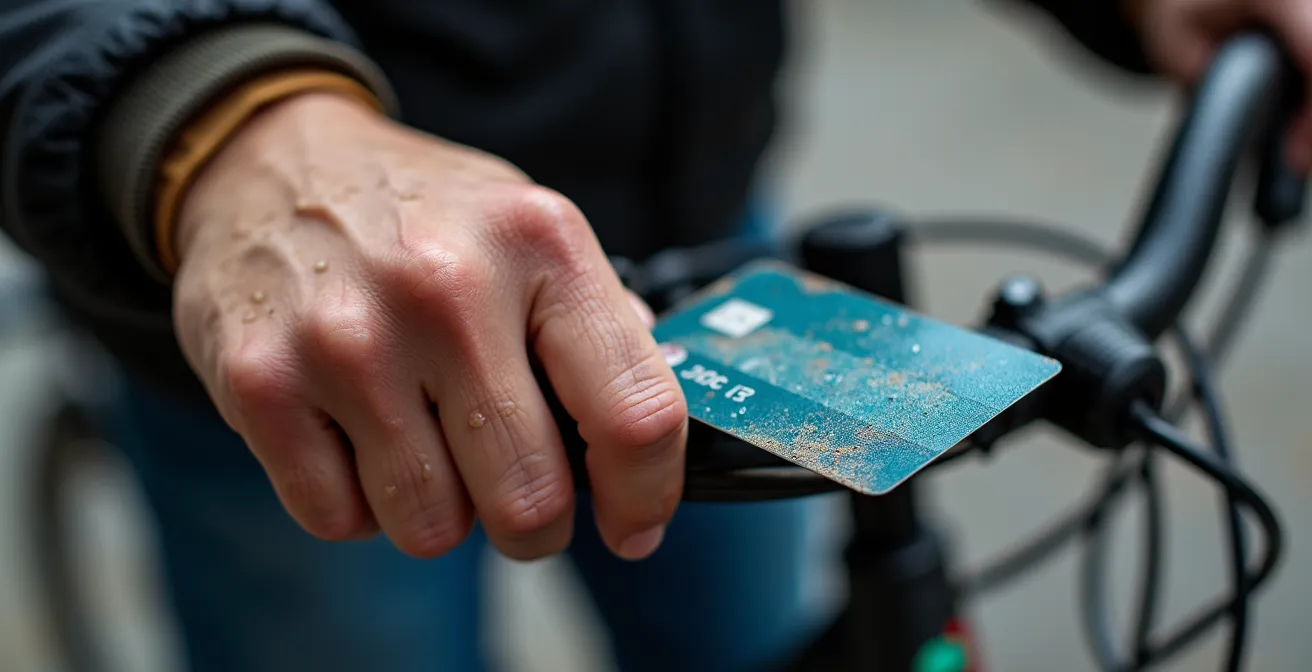Station BIXI près d'une entrée de métro avec cyclistes et usagers du transport en commun