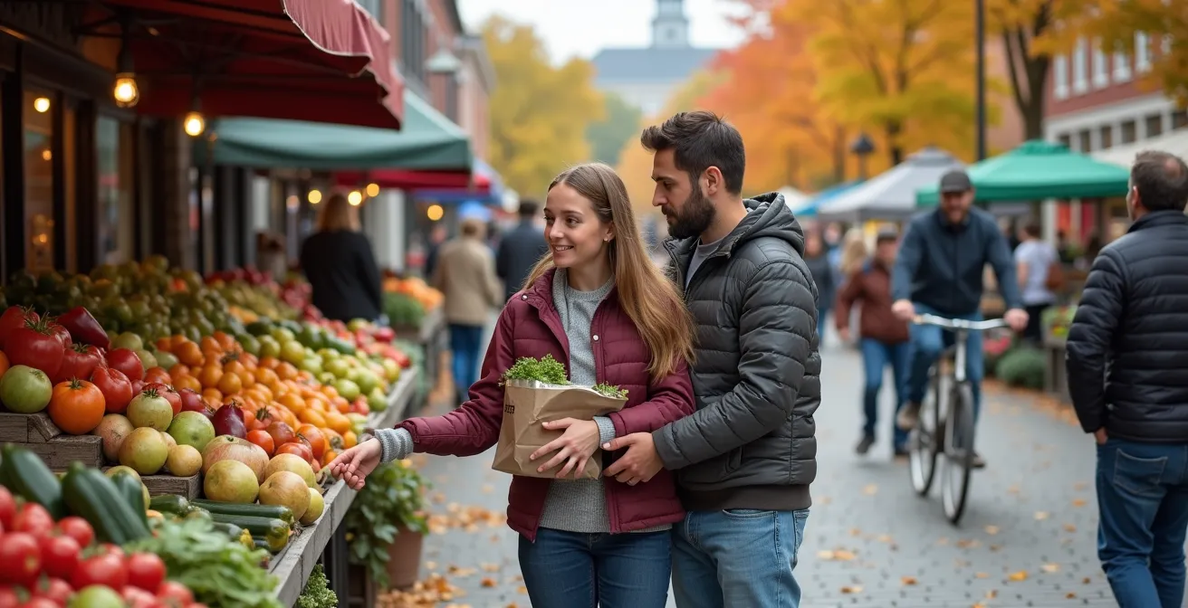 Ambiance automnale au marché Atwater avec les cyclistes longeant le canal